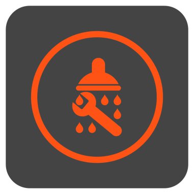 Duş sıhhi tesisat düz kare vektör simgesi