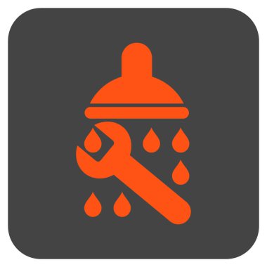 Duş sıhhi tesisat düz kare vektör simgesi