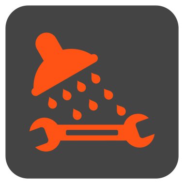 Duş sıhhi tesisat düz kare vektör simgesi