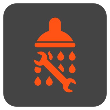 Duş sıhhi tesisat düz kare vektör simgesi