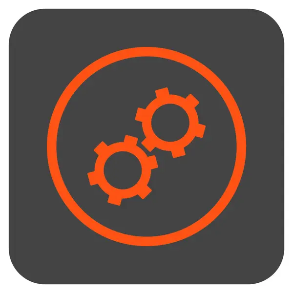 Gears Flat Squared Vector Icon — Stock Vector