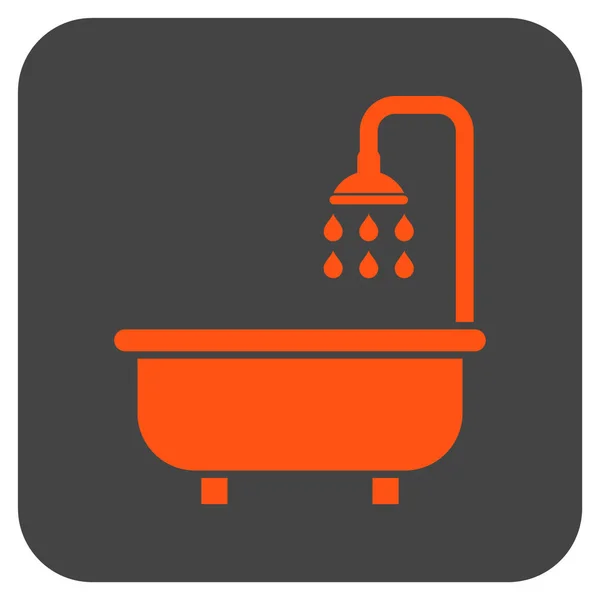 Shower Bath Flat Squared Vector Icon — Stock Vector