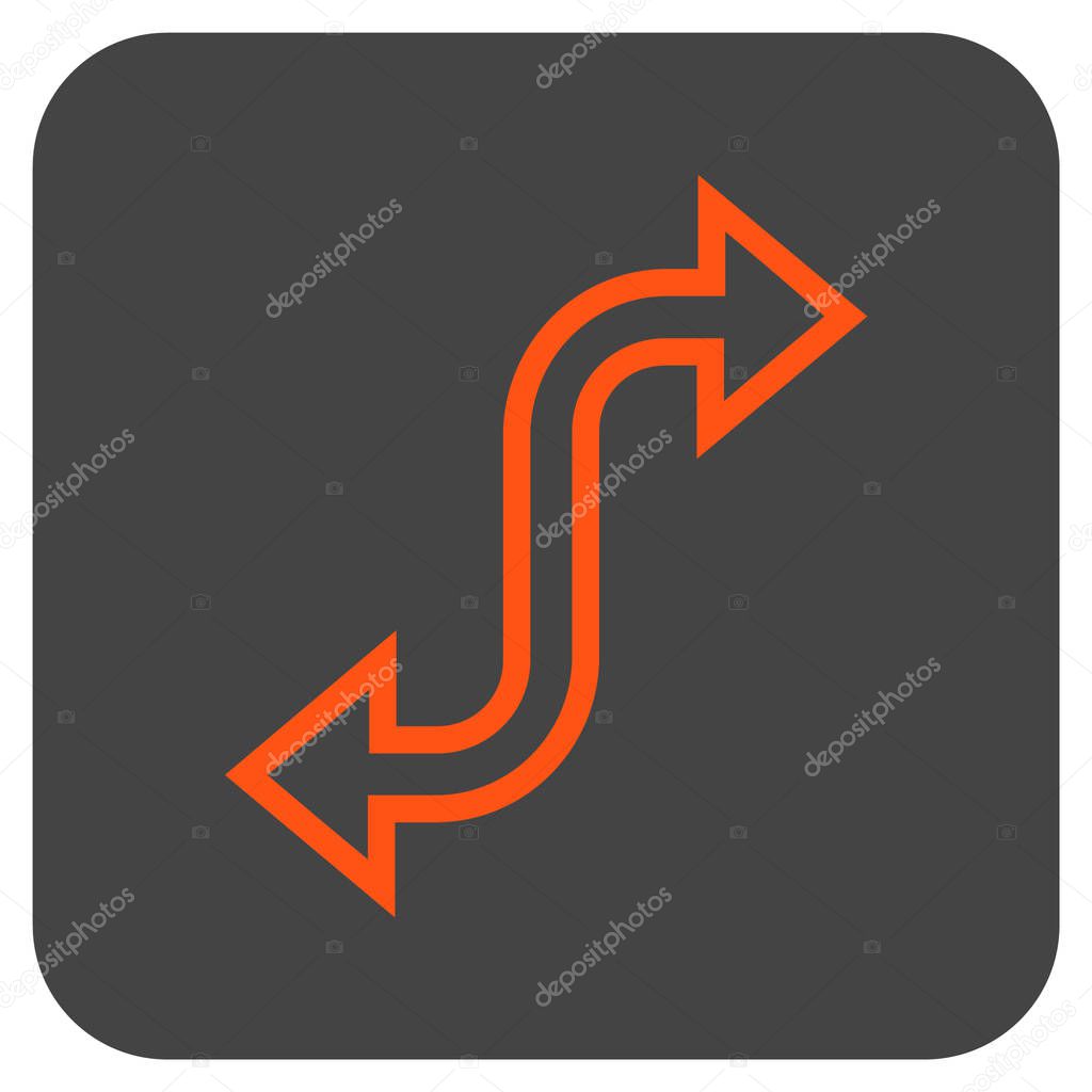 Curved Exchange Arrow Flat Squared Vector Icon