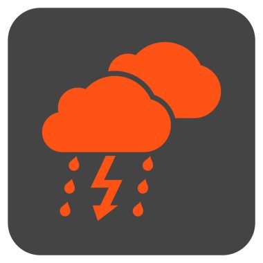 Fırtına bulutları düz kare vektör simgesi