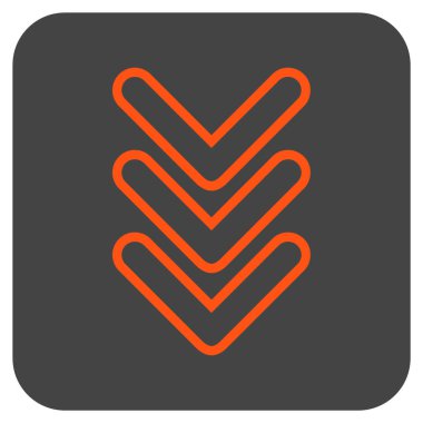 İşaretçi aşağı düz kare vektör simge üçlü