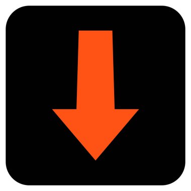 Düz aşağı ok vektör simgesi kare