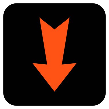 Düz aşağı ok vektör simgesi kare