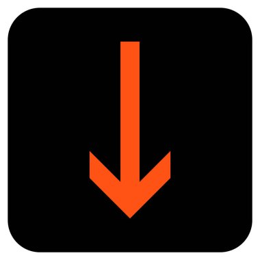 Düz aşağı ok vektör simgesi kare