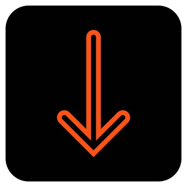 Düz aşağı ok vektör simgesi kare