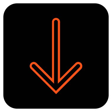 Düz aşağı ok vektör simgesi kare