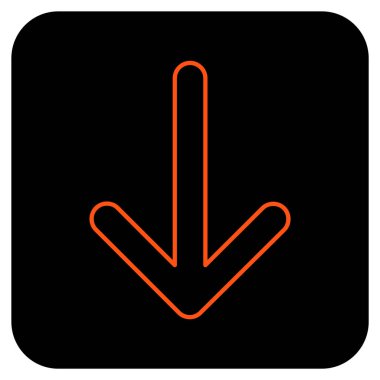 Düz aşağı ok vektör simgesi kare