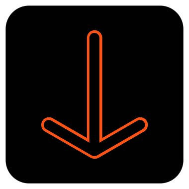 Düz aşağı ok vektör simgesi kare