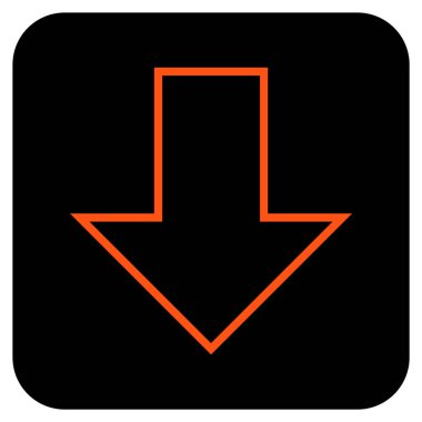 Düz aşağı ok vektör simgesi kare