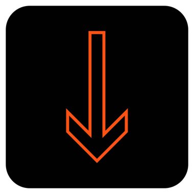 Düz aşağı ok vektör simgesi kare