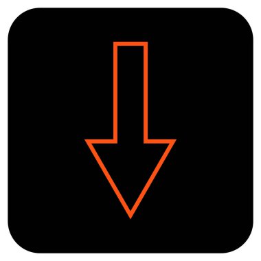 Düz aşağı ok vektör simgesi kare