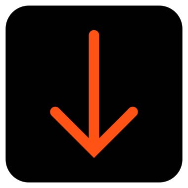 Düz aşağı ok vektör simgesi kare