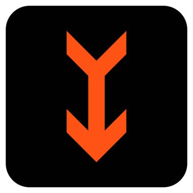 Düz aşağı ok vektör simgesi kare