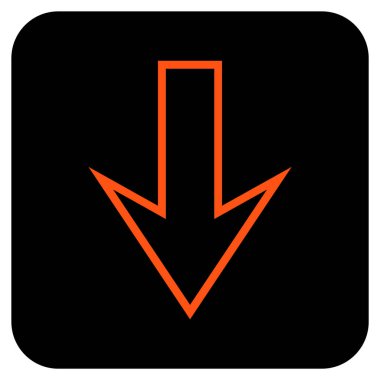 Düz aşağı ok vektör simgesi kare