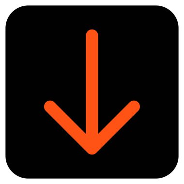 Düz aşağı ok vektör simgesi kare