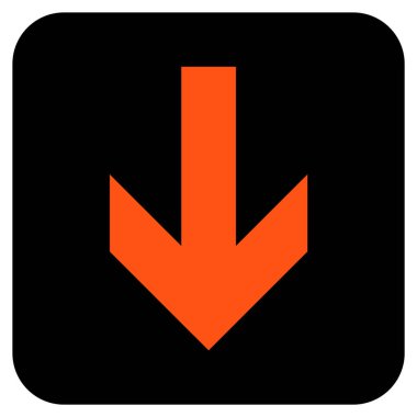 Düz aşağı ok vektör simgesi kare