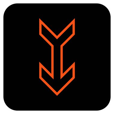 Düz aşağı ok vektör simgesi kare