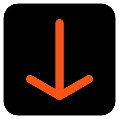 Düz aşağı ok vektör simgesi kare