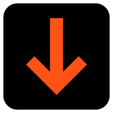 Düz aşağı ok vektör simgesi kare