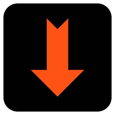 Düz aşağı ok vektör simgesi kare