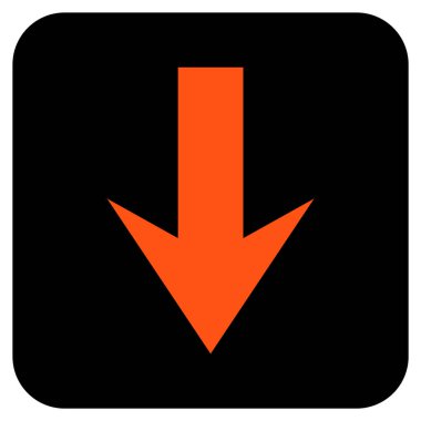 Düz aşağı ok vektör simgesi kare