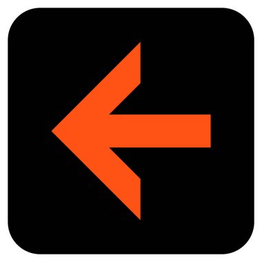 Düz sol ok vektör simgesi kare