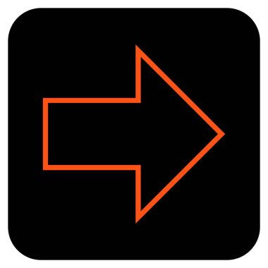 Ok sağ düz vektör simgesi kare