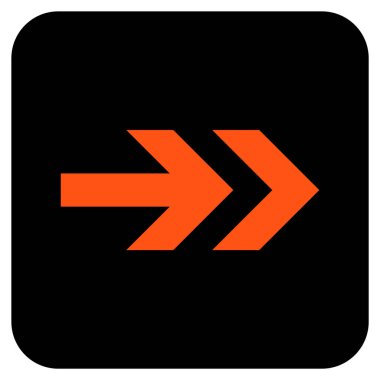 Ok sağ düz vektör simgesi kare