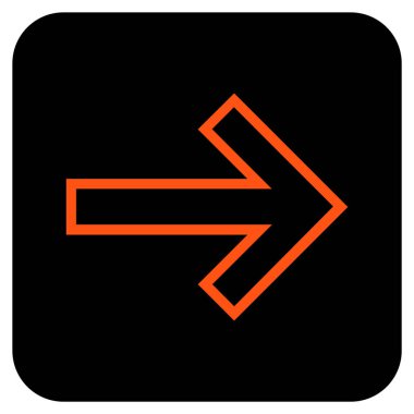 Ok sağ düz vektör simgesi kare