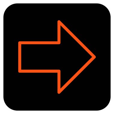 Ok sağ düz vektör simgesi kare