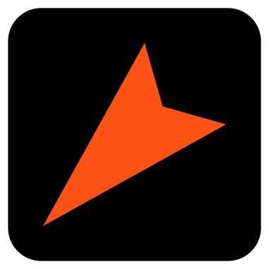 Ok ucu sol aşağı düz kare vektör simgesi