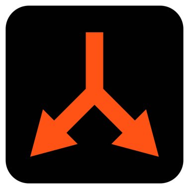 Vektör simge çatallanma ok aşağı düz kare