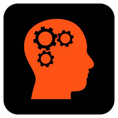 Beyin vites düz kare vektör simgesi