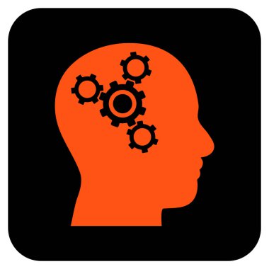 Beyin mekanik düz kare vektör simgesi