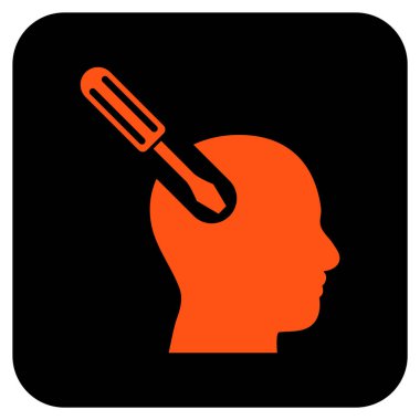 Beyin aracı düz kare vektör simgesi