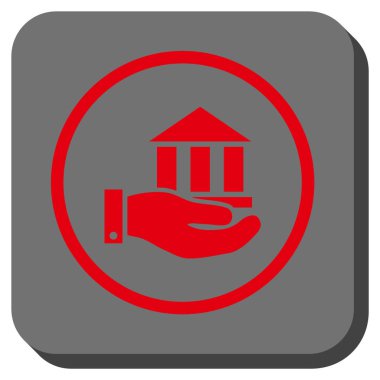 Banka hizmet yuvarlak kare vektör simgesi