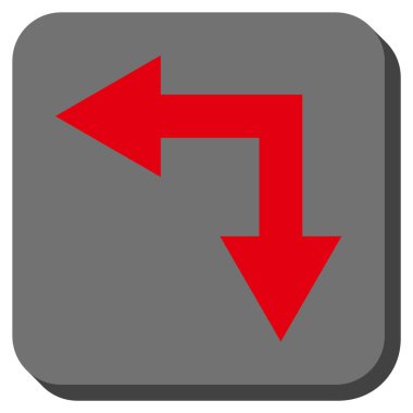 Bifurkasyon ok sol aşağı kare vektör simge yuvarlak