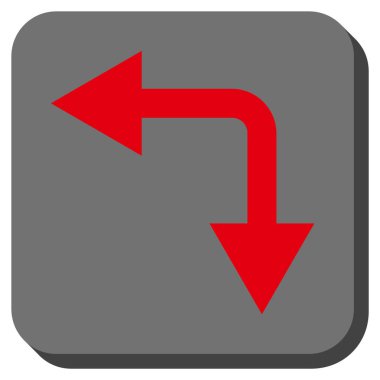 Bifurkasyon ok sol aşağı kare vektör simge yuvarlak