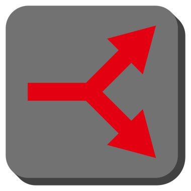 Bifurkasyon ok sağ yuvarlak kare vektör simgesi