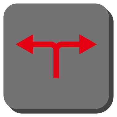 Bifurkasyon oklar sola doğru kare vektör simge yuvarlak