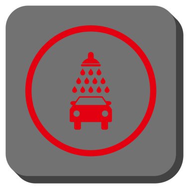 Araba duş yuvarlak kare vektör simgesi