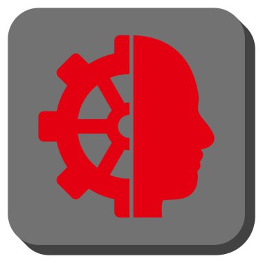 Cyborg dişli yuvarlak kare vektör simgesi