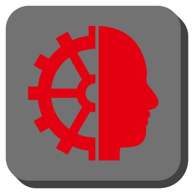 Cyborg dişli yuvarlak kare vektör simgesi