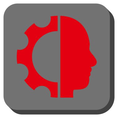 Cyborg dişli yuvarlak kare vektör simgesi