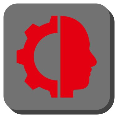 Cyborg dişli yuvarlak kare vektör simgesi