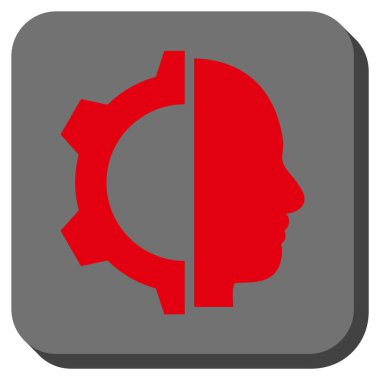 Cyborg dişli yuvarlak kare vektör simgesi